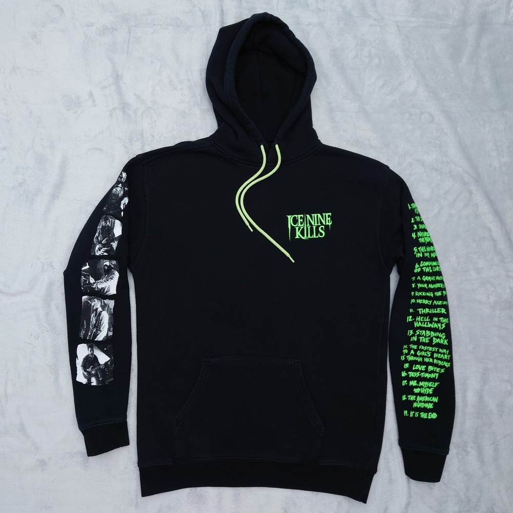 Ice Nine Kills Tour Hoodie Mens Medium Black Neon Graphic Band Pullover BMVN9